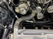 Existing radiator hose.  Very hard to get a picture of the interference issue but it was in the way.