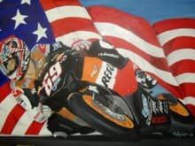 Nick Hayden won the world Moto Gp championship so I painted this to honor him.