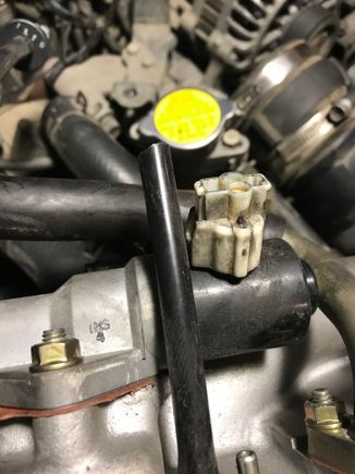 Wires came off this white clip (idle control valve?)