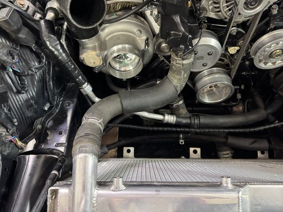 Existing radiator hose.  Very hard to get a picture of the interference issue but it was in the way.