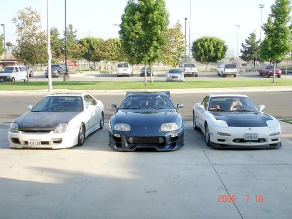 my brother's JZA80, my current FD a month after owning it, and my turbo / Nos Prelude before i sold it.