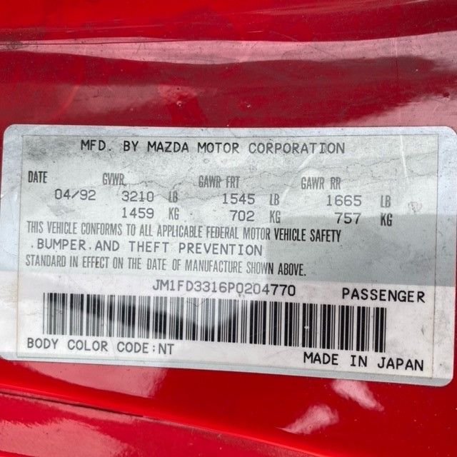1993 Mazda RX-7 - Rare 1993 RX-7 - Used - VIN JM1FD3316P0204770 - 16,285 Miles - Other - 2WD - Manual - Coupe - Red - Bloomfield, CT 06002, United States