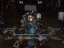 Engine sitting on the front cross member