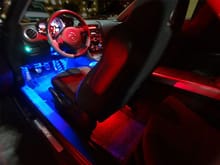 LED's are controlled by the small glowing pale-blue rocker switch I installed in one of the blank ports to the left of the steering wheel.