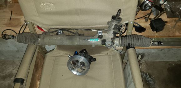 1997 E36 318i steering rack and 1jz-gte power steering pump.