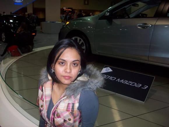 Tired after walking at the Auto Show..