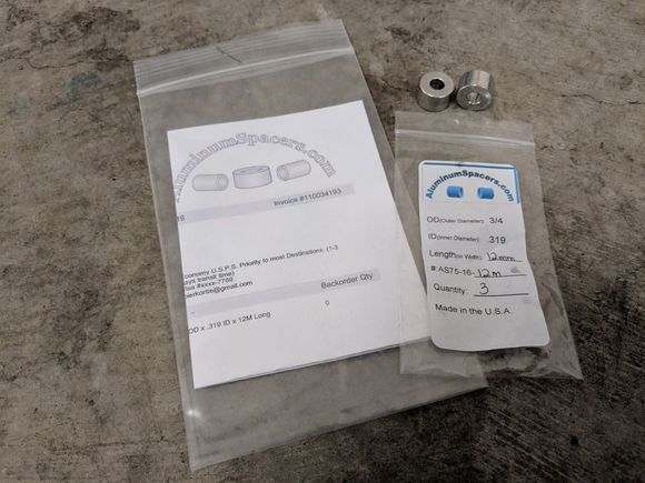 I also received my M8 12mm aluminum spacer for the water-pump mounting bracket! I have two extras if someone needs one.