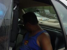 Kim trying to find a comfy position before his long ride