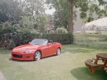 A Red S2000 in the back yard