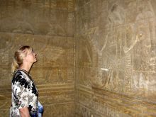 1120 Debbie looking at heiroglyphics.JPG