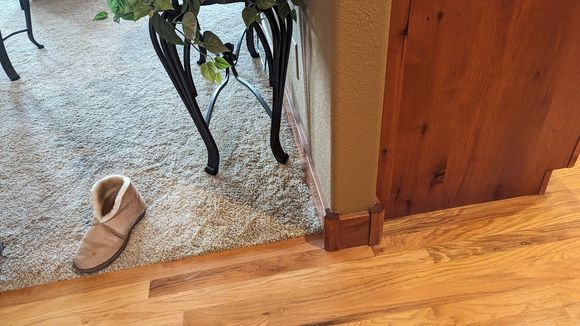^1-7-2024.  I felt dampness here when I was vacuuming barefoot.
