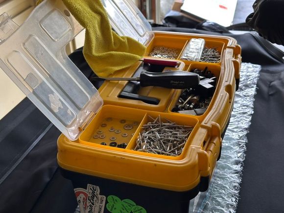 He used some of the Robbin's hardware and for other rivets, used his own to keep it close to OEM as possible. 