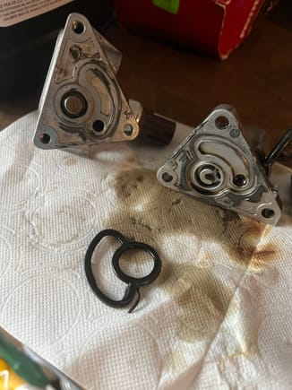 This was the cause of all my trouble. The oil gasket looked old, probably original. My guess was it started to leak and because Honda isn’t offering a new gasket, the dealers are using Honda bond. Because of the liquid gasket being on some of the mating surfaces there was no way it was going to seal.