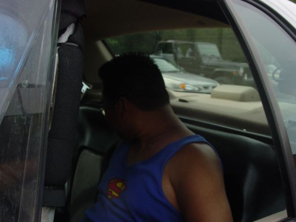 Kim trying to find a comfy position before his long ride