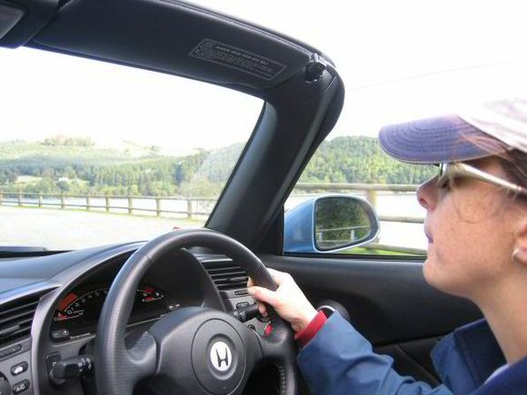 Mrs. U, driving back around Llyn Vyrnwy on Sunday morning...