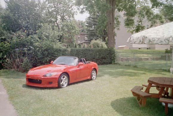 A Red S2000 in the back yard