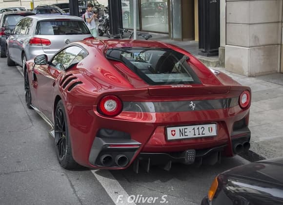 What a spectacular color on this Ferrari F12 TDF! F. Oliver S spotted this beauty driving in Zurich, Switzerland.