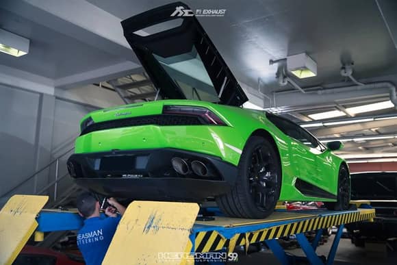 Removed Lamborghini Huracan Stock Exhaust System.