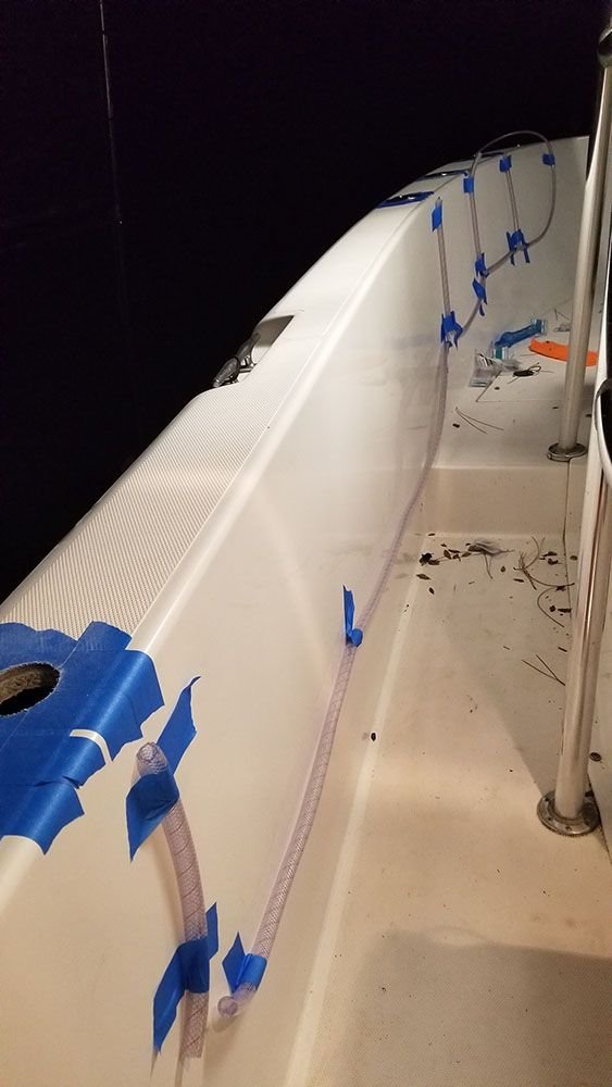 DIY Drains for Gemlux / Lee's Rod Holders on Bluewater 2550 The Hull