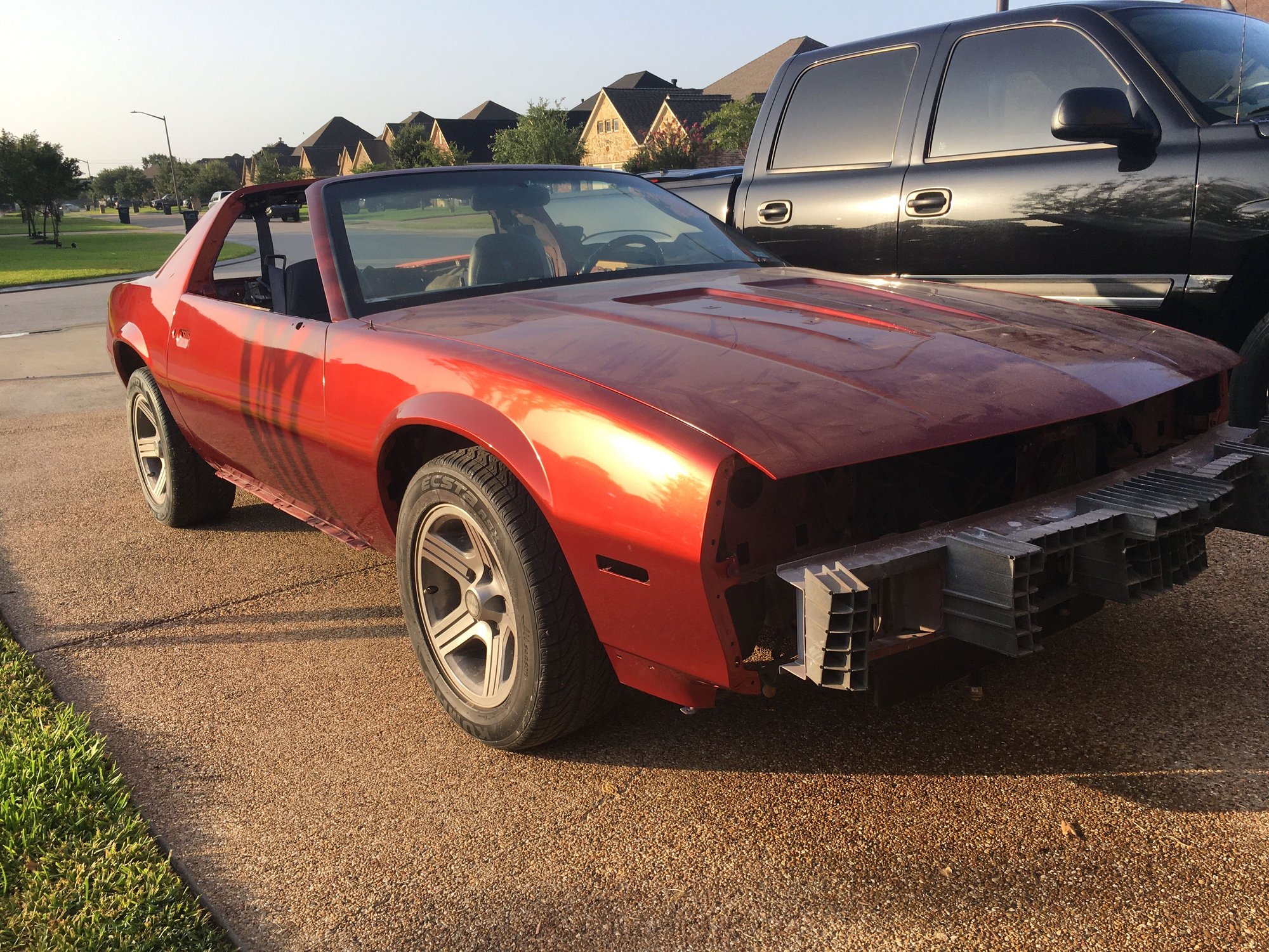 Bad body work and the paint is the wrong tone. Lack of coverage made it very brassy. 