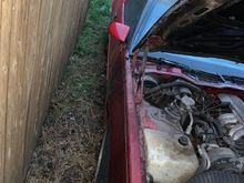 Maroon passenger side fender