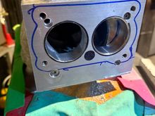 View of the 1 inch aluminum adapter plate under fabrication.