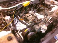 Before pic of engine with valve covers, TBI, and aircleaner off
