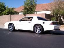 18" Chrome Iroc replica wheels. She'll be sexy again soon.
