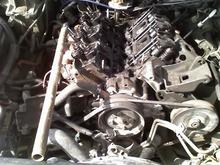 Rocker Arms and Push Rods off of left &amp; everything disconnected except for the head bolts.