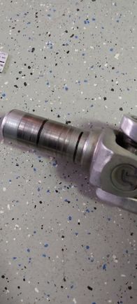 Trying to figure out if the driveshaft lenght is ok or not? I bout it froma guy with the same set up i have but would like some input. The black lines indicated bottomed out in the transmission  and the second lone  is slid back into the rear end.