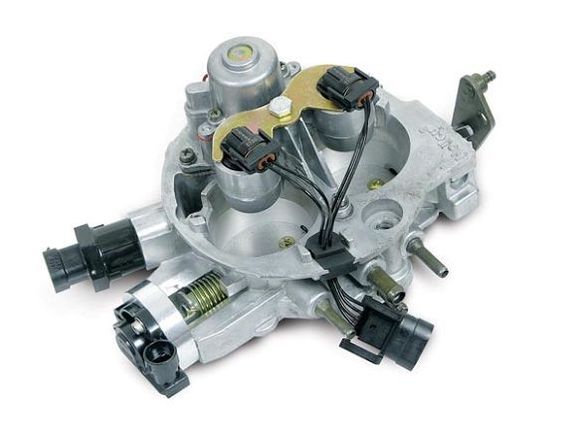 Holley replacement TBI with late-style injectors and injector pod