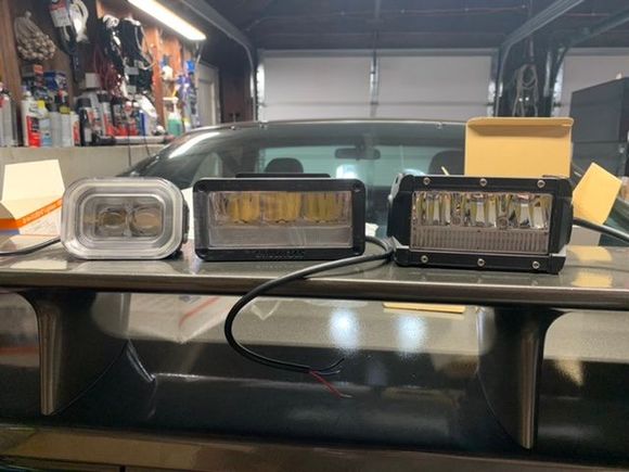 Left us V2 pods 30w low and high beam, middle are the Silvania I’m using in V3 and on the right are cheapo Amazon specials I got to test and see how they would fit. Performance was dismal on the Amazon but the beam was wider and more flat than the Silvania. 