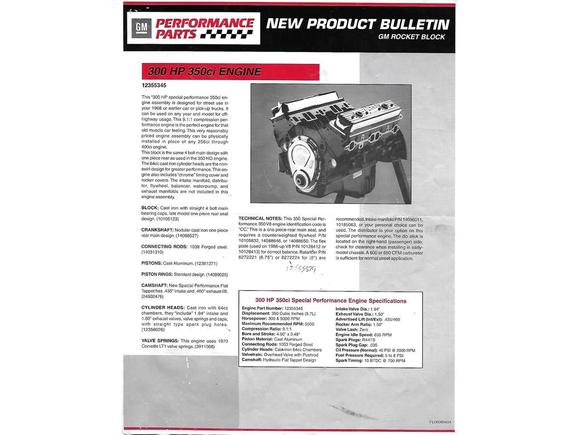 This is the specs for the engine