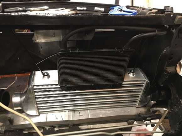 New smaller intercooler and tranny cooler all mounted