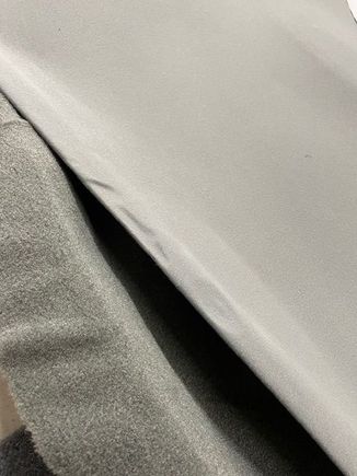 edge of 'new'. headliner showing depression from collapsed foam underlayment