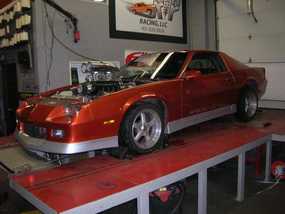 on the dyno  need to get bigger carbs it leaned out @9lbs of boost