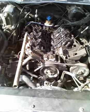 Rocker Arms and Push Rods off of left &amp; everything disconnected except for the head bolts.