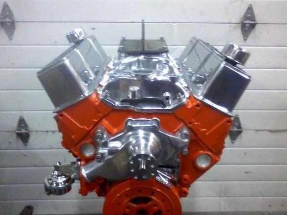 Fresh 350 bored .60 over flat top pistons 64cc chamber heads with 2.02 valves 480 lift roller cam with roller rockers. Ready to go in and pound some pavement.