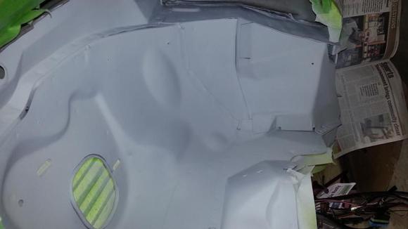 Stripped undercoating,  primed and awaiting 3m undercoating and seam sealer.