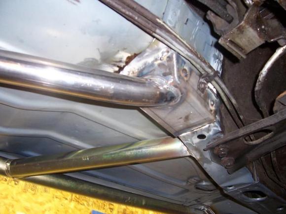 Front Subframe Connectors on Driver's Side Before Paint