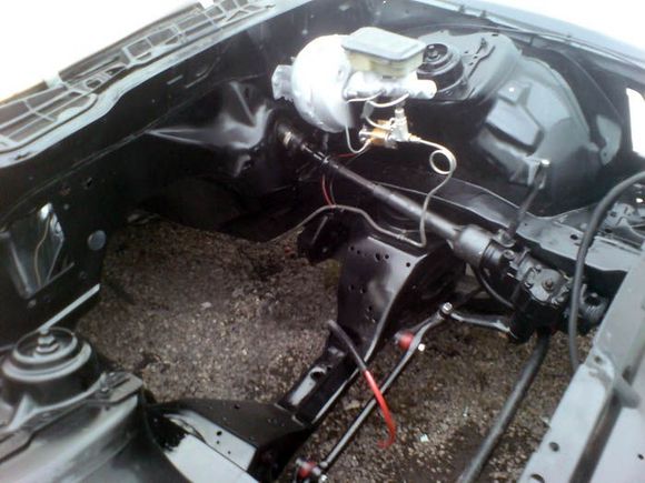 The engine bay. Line lock, proportional valve, new brake lines.