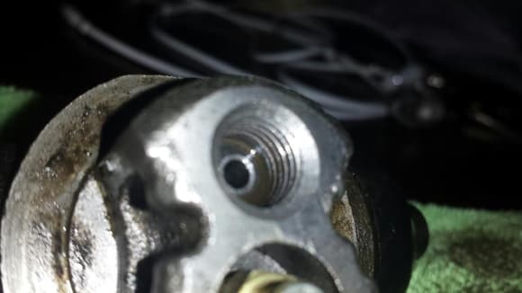 This is the new cylinder sold to me from Autozone, as you can see the flare is obviously more shallow not allowing the brake fitting to screw in.