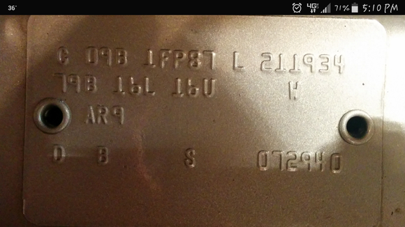 Here's the radiator support tag. Not sure what all info is on here..