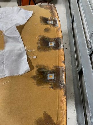 Clip anchors secured with fiberglass cloth.