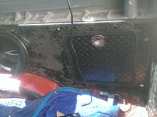 what the panel will look like installed with the fancy boat hatch pull (will also be a lock installed, but I didn't get the locking boat hatch because I wanted all of the locks on the truck to use the same ignition key)