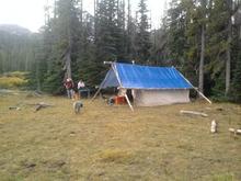 Deer camp. Packed in six miles on the mules. This is base camp.