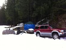 Snow camping by the Breitenbush.