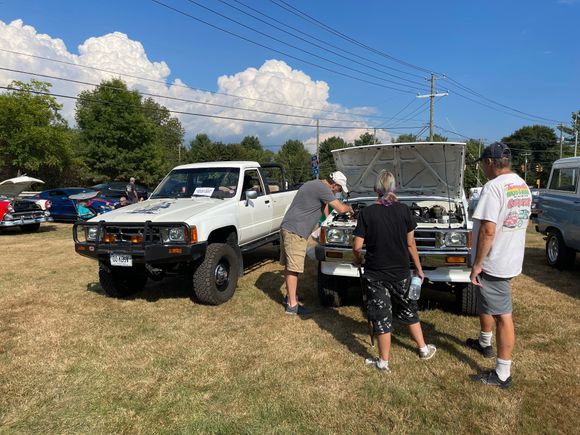 Getting cooked at the “cruise night”. (At least it was grass)