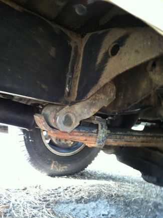 Front leaf spring shackle swings back and allows leaf to rest on the frame.  Not cool.  Got some junk spring packs and hopefully i can put together a "b*stard leaf pack" to lift it a bit and get the shackles some clearance.