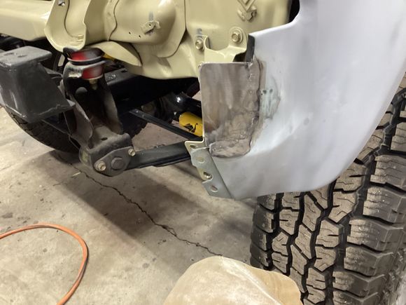 Added piece to each fender to fill the area otherwise occupied by the end caps on the OEM front bumper. 